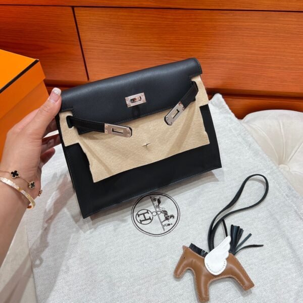 CK89 Black Kelly Danse 22CM Swift Leather PHW Hardware All Handmade