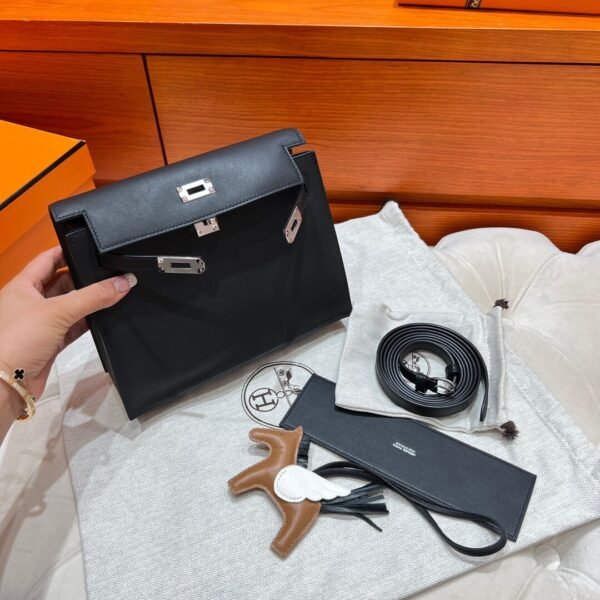 CK89 Black Kelly Danse 22CM Swift Leather PHW Hardware All Handmade