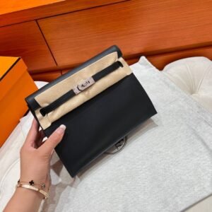 CK89 Black Kelly Danse 22CM Swift Leather PHW Hardware All Handmade