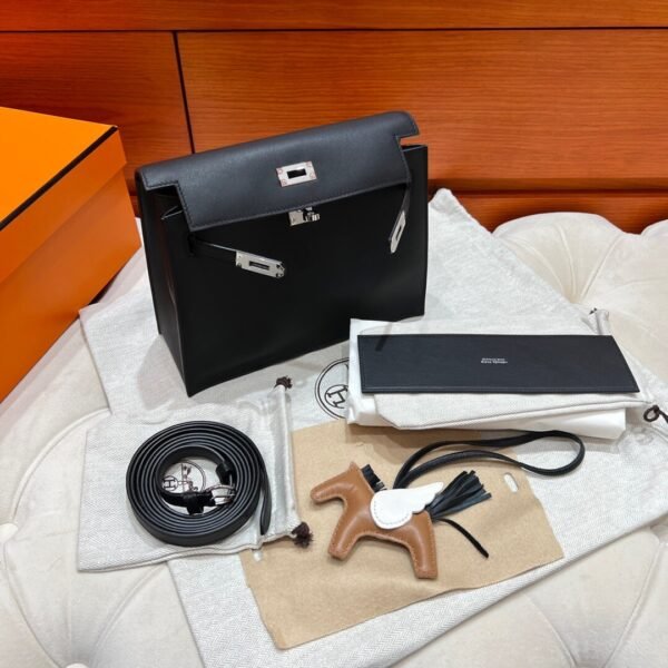 CK89 Black Kelly Danse 22CM Swift Leather PHW Hardware All Handmade