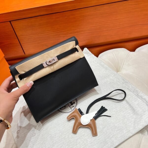 CK89 Black Kelly Danse 22CM Swift Leather PHW Hardware All Handmade