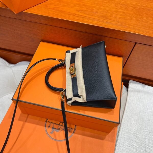 CK89 Black Mini Kelly 19CM Bag Epsom Leather Gold Hardware Dubai UAE