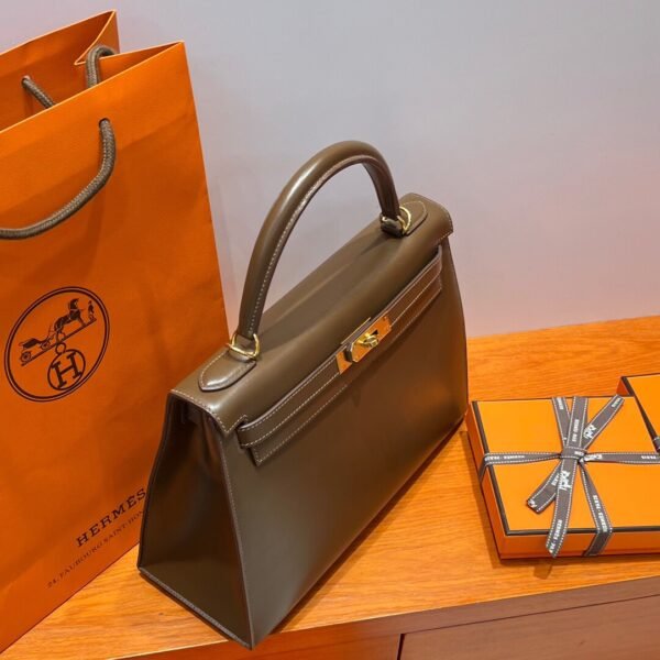 CK18 Etoupe Kelly 32CM Box Leather Gold Hardware Top Quality Hermes Factory