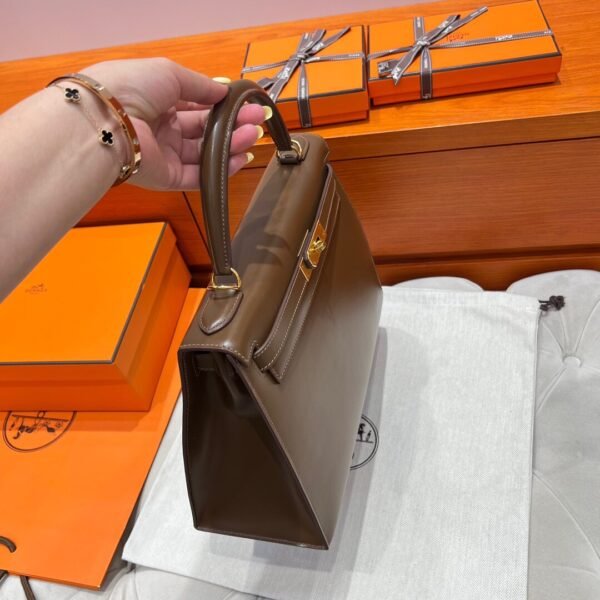 CK18 Etoupe Kelly 32CM Box Leather Gold Hardware Top Quality Hermes Factory
