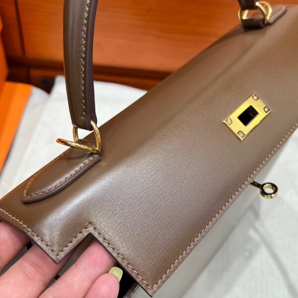 CK18 Etoupe Kelly 32CM Box Leather Gold Hardware Top Quality Hermes Factory