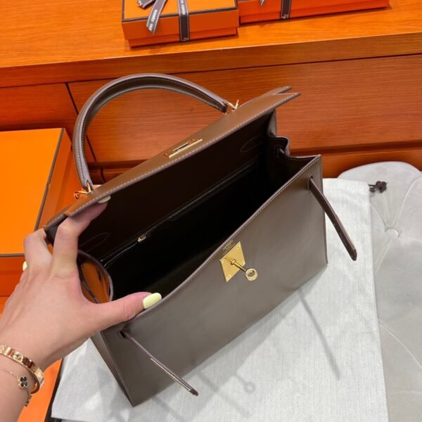 CK18 Etoupe Kelly 32CM Box Leather Gold Hardware Top Quality Hermes Factory