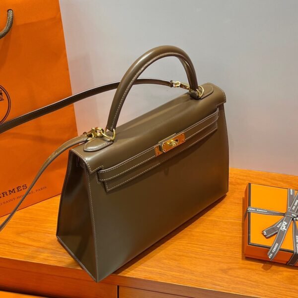 CK18 Etoupe Kelly 32CM Box Leather Gold Hardware Top Quality Hermes Factory