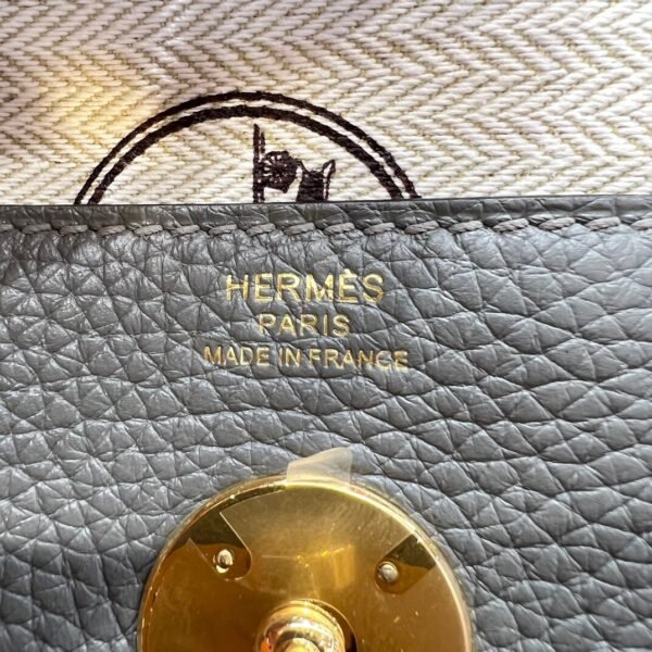 0L Gris Meyer Hermes Lindy 26CM Clememce Leather Gold Hardware Full Handmade