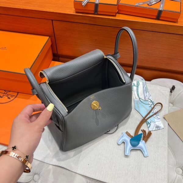 0L Gris Meyer Hermes Lindy 26CM Clememce Leather Gold Hardware Full Handmade