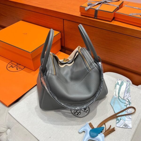 0L Gris Meyer Hermes Lindy 26CM Clememce Leather Gold Hardware Full Handmade