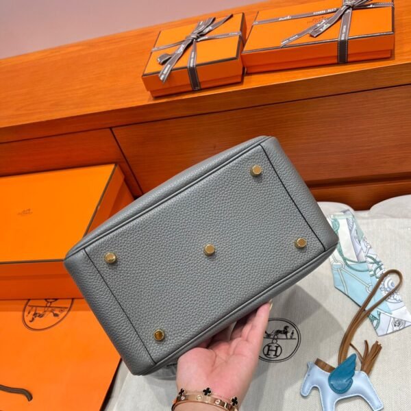 0L Gris Meyer Hermes Lindy 26CM Clememce Leather Gold Hardware Full Handmade