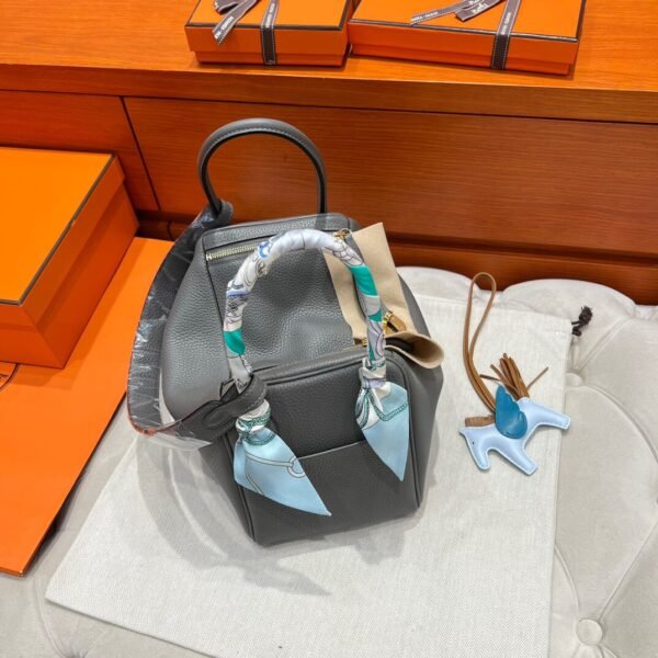 0L Gris Meyer Hermes Lindy 26CM Clememce Leather Gold Hardware Full Handmade