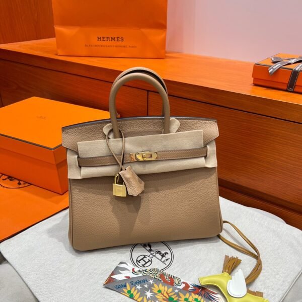 0M Chai Hermes Birkin 25CM Bag Togo Leather Gold Hardware Full Handmade