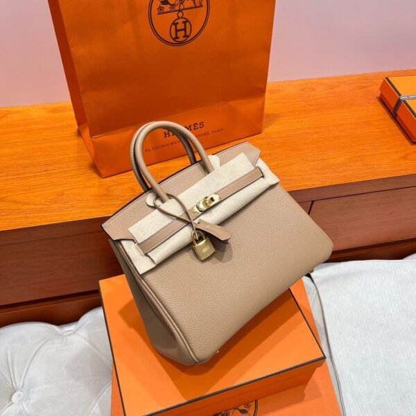 0M Chai Hermes Birkin 25CM Bag Togo Leather Gold Hardware Full Handmade