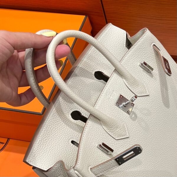 CK10 Craie Hermes Birkin 25CM Bag Togo Leather Silver Hardware Full Handmade