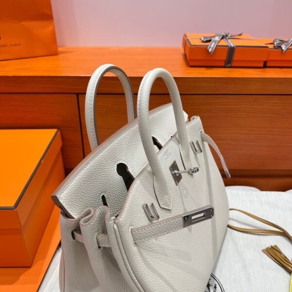 CK10 Craie Hermes Birkin 25CM Bag Togo Leather Silver Hardware Full Handmade