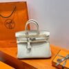 CK10 Craie Hermes Birkin 25CM Bag Togo Leather Silver Hardware Full Handmade