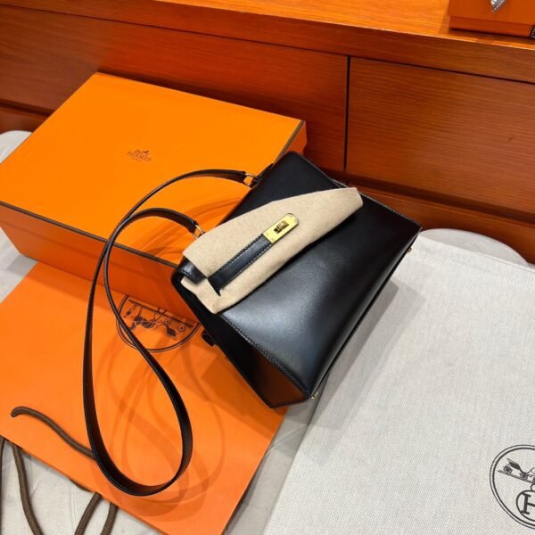 CK89 Noir Hermes Kelly Desordre 20 Box Leather Gold Hardware Full Handmade Top Quality