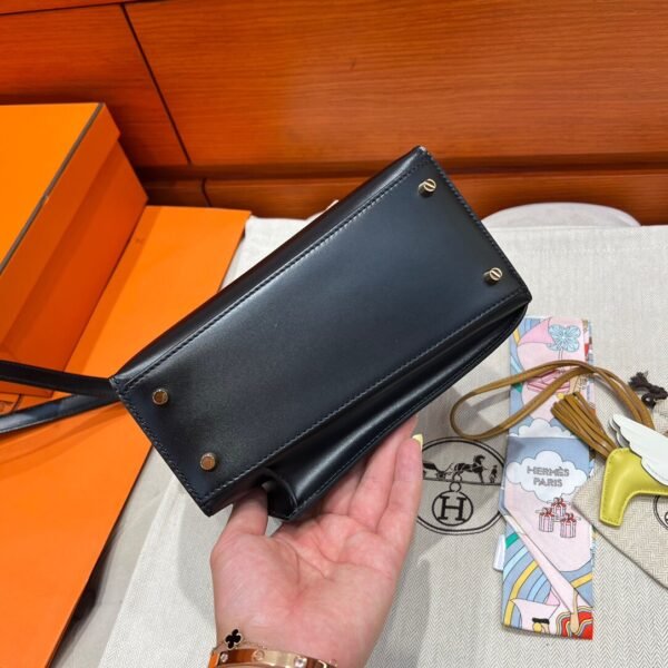 CK89 Noir Hermes Kelly Desordre 20 Box Leather Gold Hardware Full Handmade Top Quality
