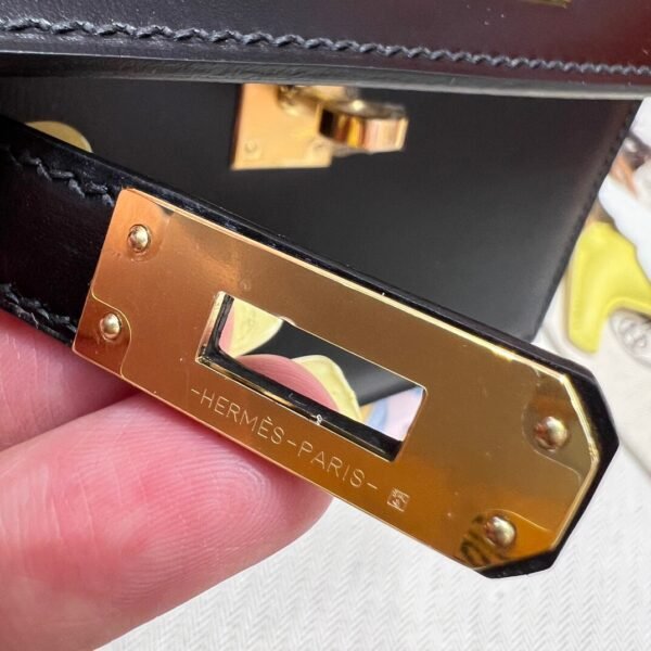 CK89 Noir Hermes Kelly Desordre 20 Box Leather Gold Hardware Full Handmade Top Quality