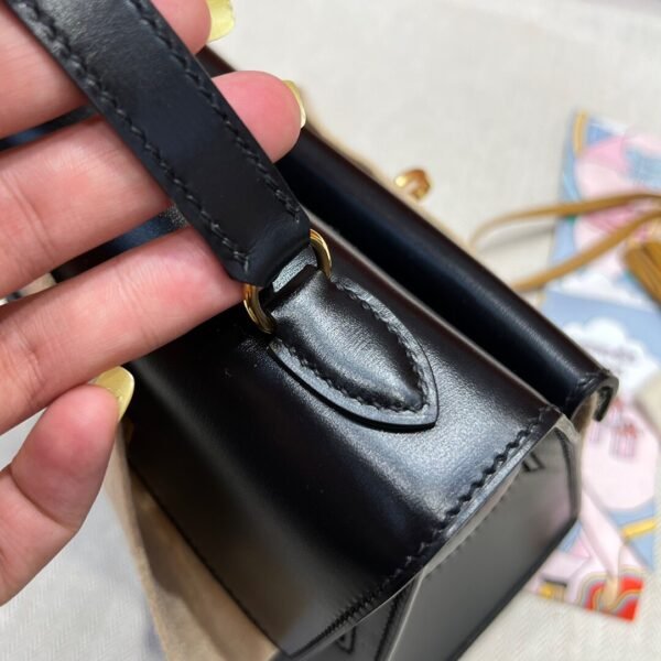 CK89 Noir Hermes Kelly Desordre 20 Box Leather Gold Hardware Full Handmade Top Quality