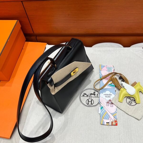 CK89 Noir Hermes Kelly Desordre 20 Box Leather Gold Hardware Full Handmade Top Quality