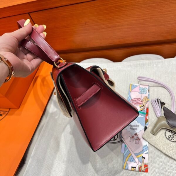 55 Rouge H Hermes Kelly Desordre 20 Box Leather Gold Hardware All Handmade