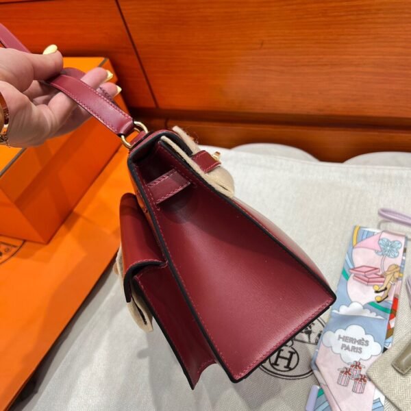 55 Rouge H Hermes Kelly Desordre 20 Box Leather Gold Hardware All Handmade