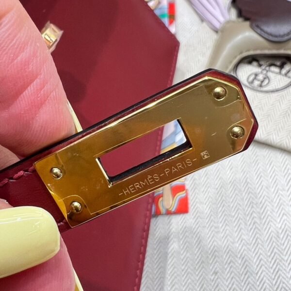 55 Rouge H Hermes Kelly Desordre 20 Box Leather Gold Hardware All Handmade