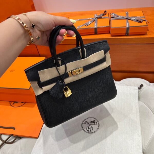 CK89 Noir Hermes Birkin 25CM Bag Togo Leather Gold Hardware All Handmade