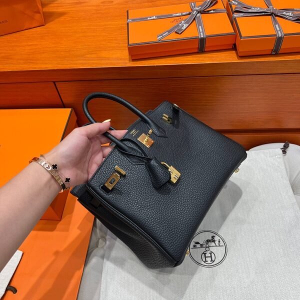CK89 Noir Hermes Birkin 25CM Bag Togo Leather Gold Hardware All Handmade