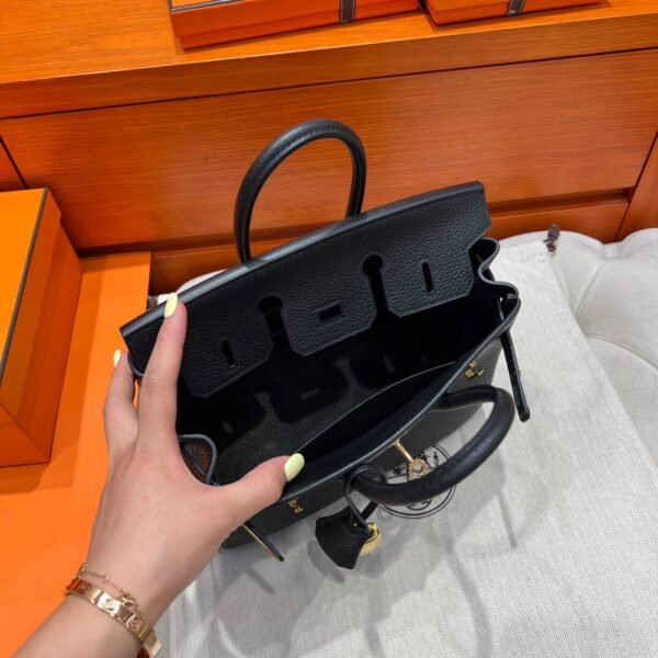 CK89 Noir Hermes Birkin 25CM Bag Togo Leather Gold Hardware All Handmade