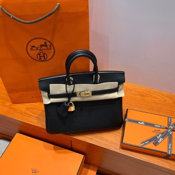 CK89 Noir Hermes Birkin 25CM Bag Togo Leather Gold Hardware All Handmade