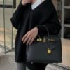 CK89 Noir Hermes Birkin 25CM Bag Togo Leather Gold Hardware All Handmade