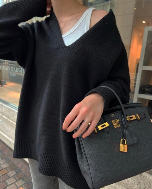 CK89 Noir Hermes Birkin 25CM Bag Togo Leather Gold Hardware All Handmade