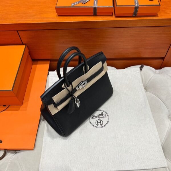 CK89 Black Hermes Birkin 25CM Bag Togo Leather Silver Hardware Full Handmade