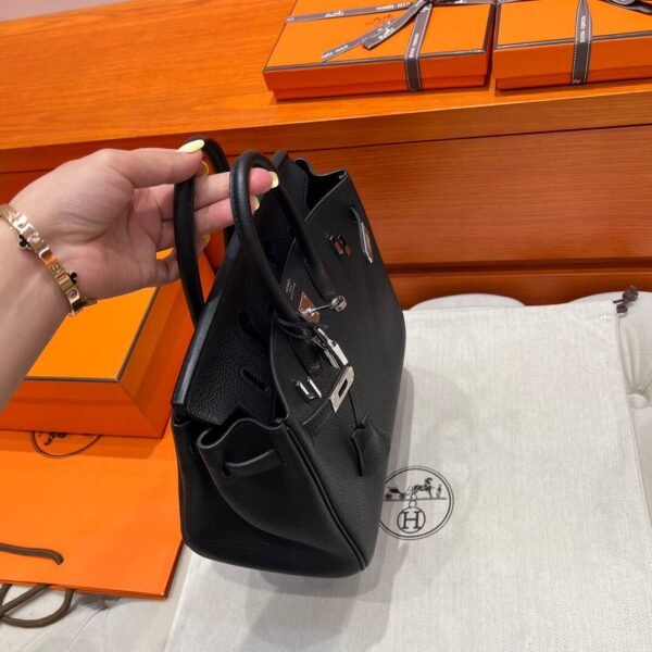 CK89 Black Hermes Birkin 25CM Bag Togo Leather Silver Hardware Full Handmade