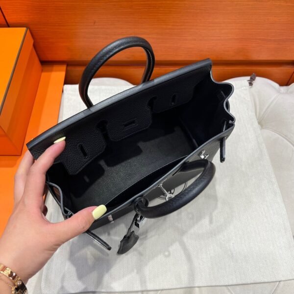 CK89 Black Hermes Birkin 25CM Bag Togo Leather Silver Hardware Full Handmade
