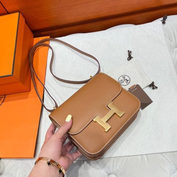 CK37 Gold Hermes Constance 19CM Miroir Bag Epsom Leather Gold Hardware