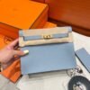 T0 Blue Brume Hermes Kelly Danse Bag Evercolor Leather All Handmade Gold Hardware