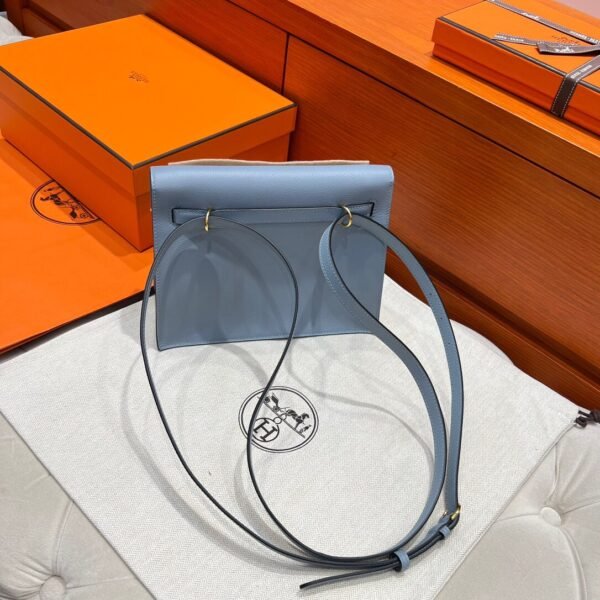 T0 Blue Brume Hermes Kelly Danse Bag Evercolor Leather All Handmade Gold Hardware