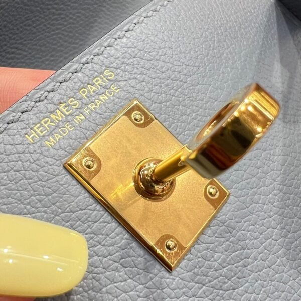 T0 Blue Brume Hermes Kelly Danse Bag Evercolor Leather All Handmade Gold Hardware