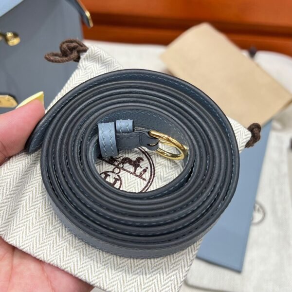 T0 Blue Brume Hermes Kelly Danse Bag Evercolor Leather All Handmade Gold Hardware