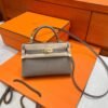 CK18 Etoupe Hermes Mini Kelly 19CM Epsom Leather Gold Hardware All Handmade