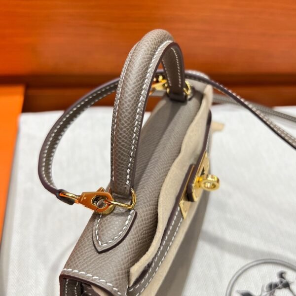 CK18 Etoupe Hermes Mini Kelly 19CM Epsom Leather Gold Hardware All Handmade