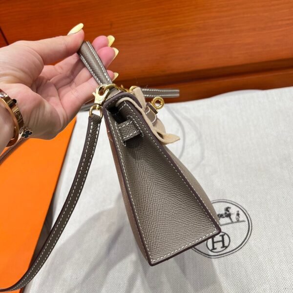CK18 Etoupe Hermes Mini Kelly 19CM Epsom Leather Gold Hardware All Handmade