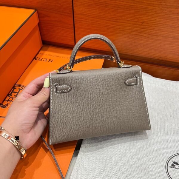 CK18 Etoupe Hermes Mini Kelly 19CM Epsom Leather Gold Hardware All Handmade
