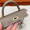 CK18 Etoupe Hermes Mini Kelly 19CM Epsom Leather Gold Hardware All Handmade