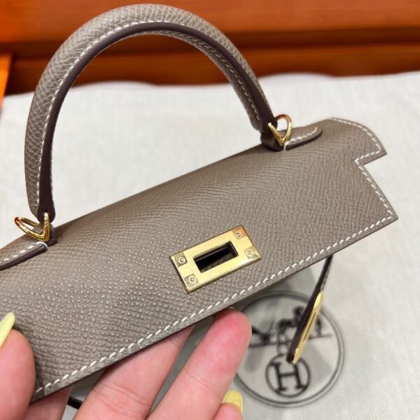 CK18 Etoupe Hermes Mini Kelly 19CM Epsom Leather Gold Hardware All Handmade