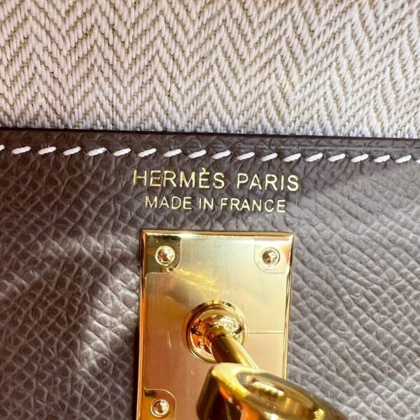 CK18 Etoupe Hermes Mini Kelly 19CM Epsom Leather Gold Hardware All Handmade